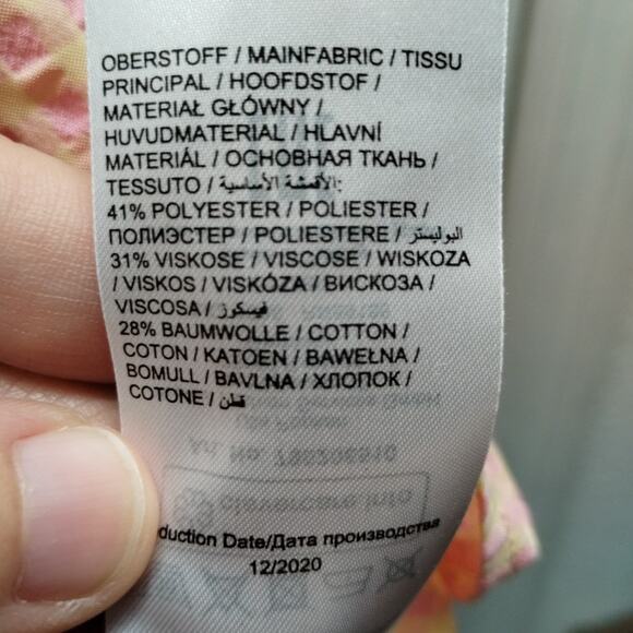 Ulla Popken Size 24/26 Button Up Long Sleeve Orange Pink Grid Seersucker Shirt - Picture 6 of 6